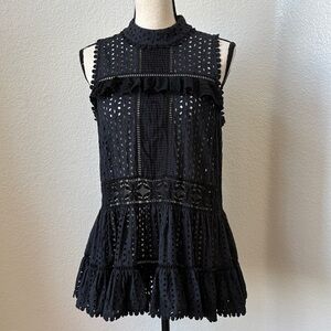 Kate Spade ♠️ Madison Avenue Collection Eyelet Ruffle Lace Tiered Top Sz Medium